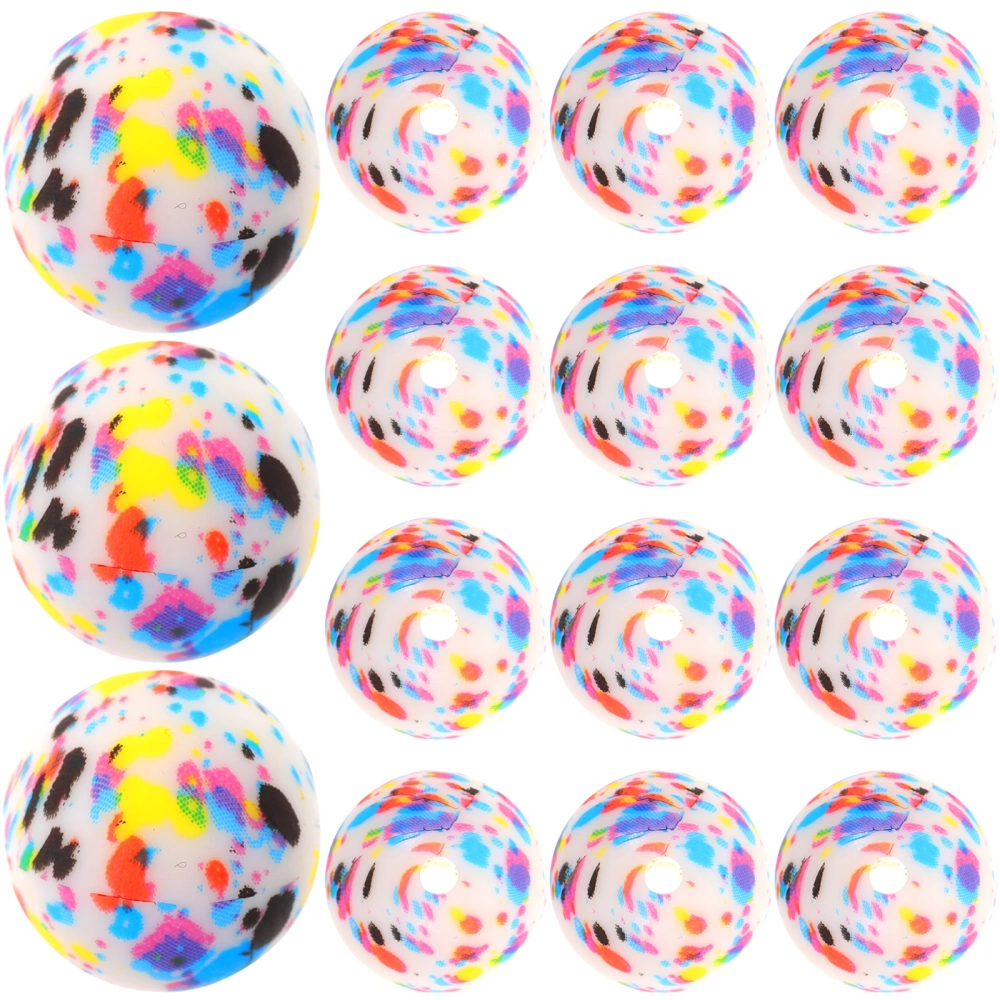 15pcs DIY Round Beads Silicone Loose Beads Round Spacer Bead Jewelry Craft Beads