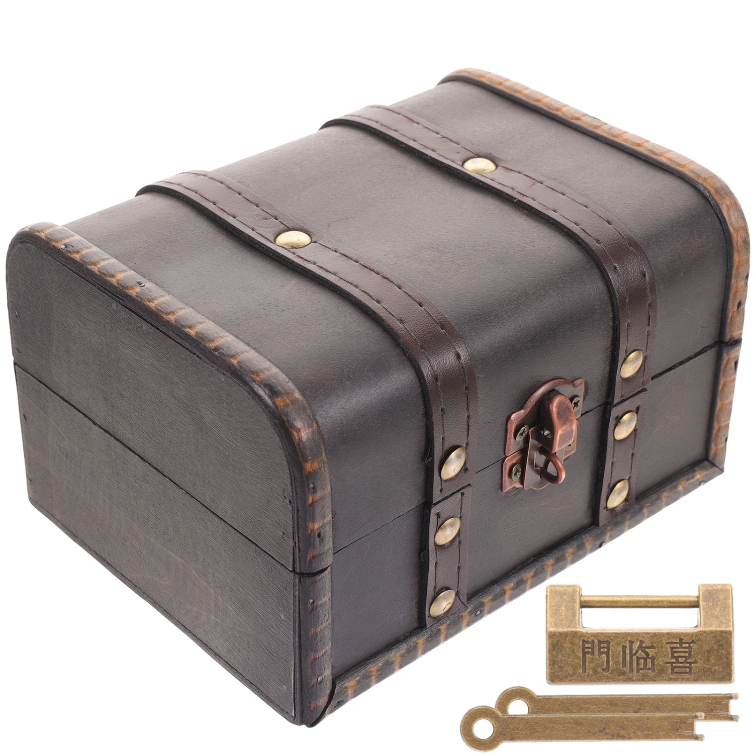 Retro Wooden Jewelry Box Trinket Box Antique Jewelry Container Sundries Case
