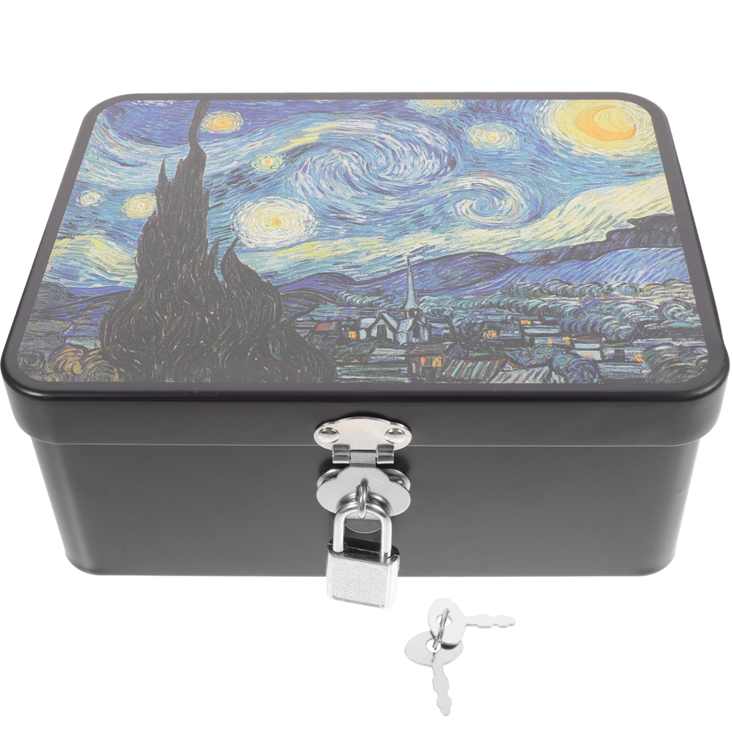 Decorative Tinplate Storage Box Tinplate Holder Desktop Tinplate Container with Lock