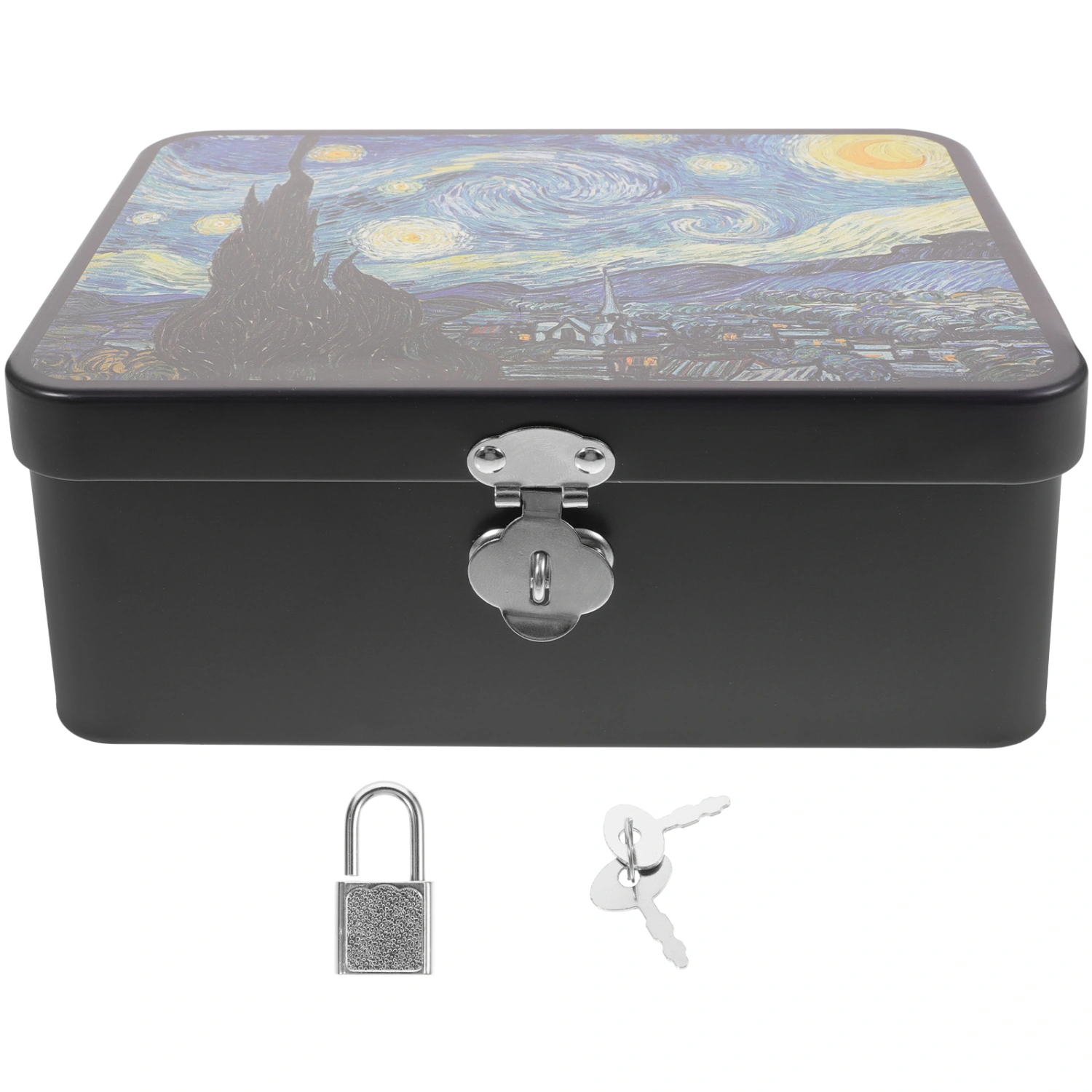 Decorative Tinplate Storage Box Tinplate Holder Desktop Tinplate Container with Lock