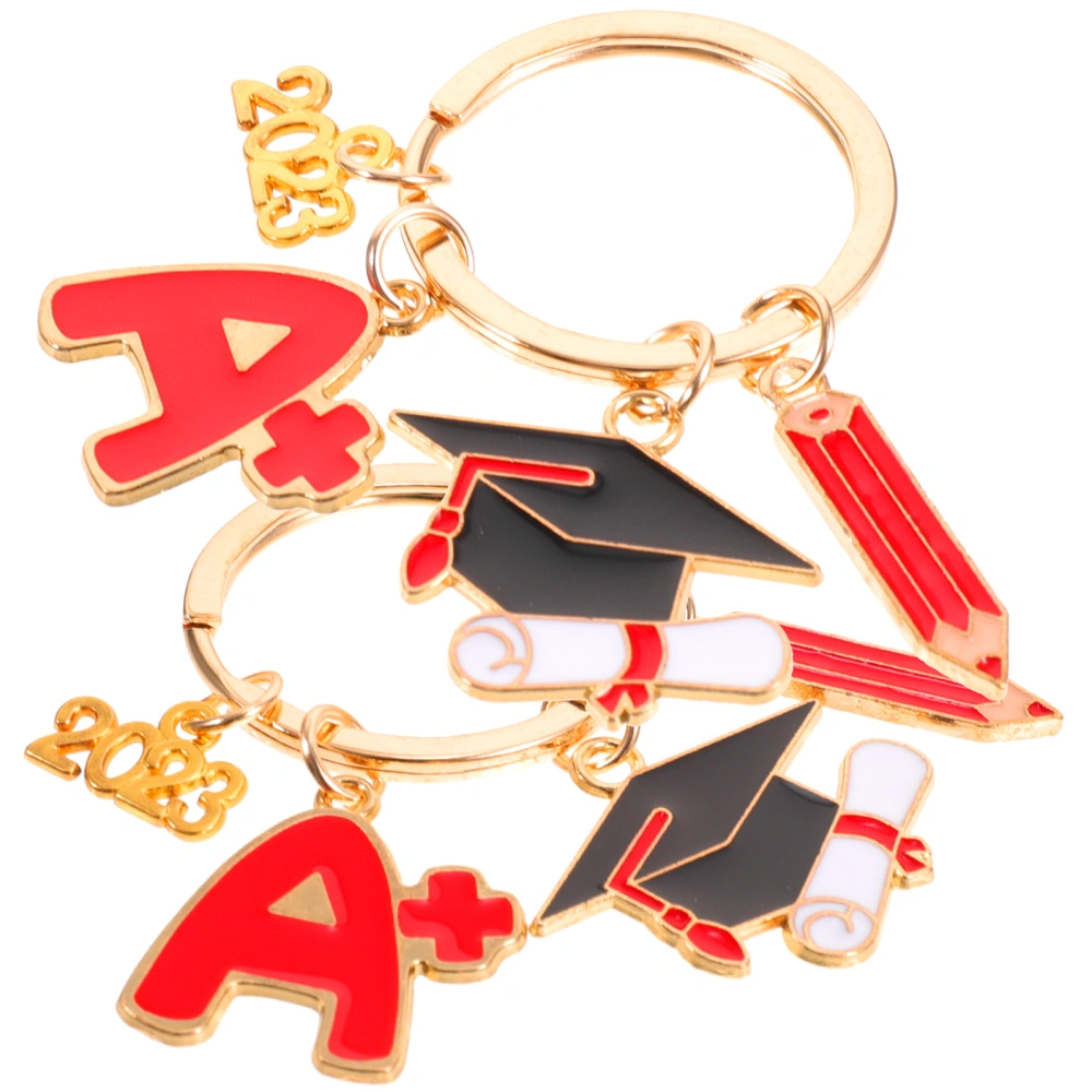 2pcs Key Chains Backpack Hanging Adorns Doctoral Hat Design Keyring Pendants