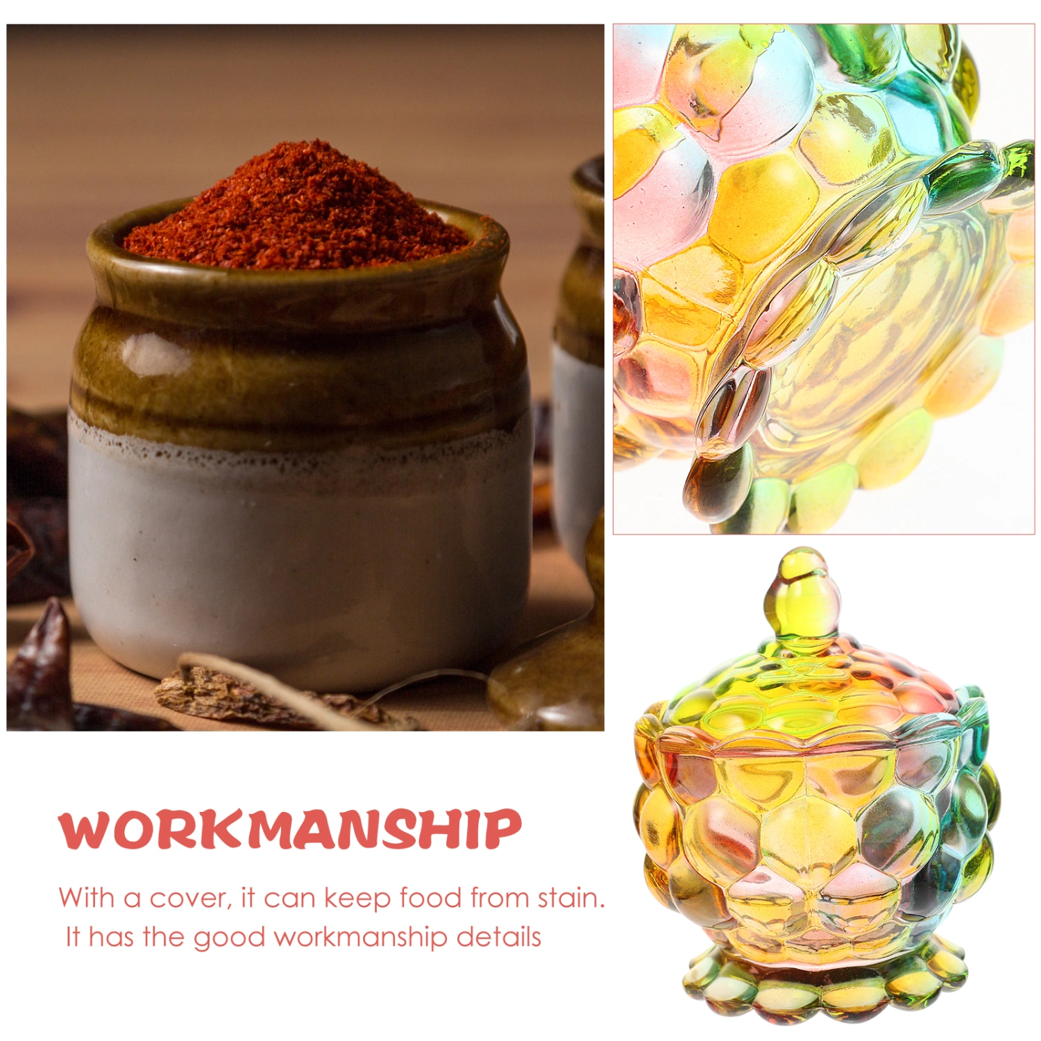  Glass Colorful Cube Candy Jar Household Kitchen Dried Food Candy Canister