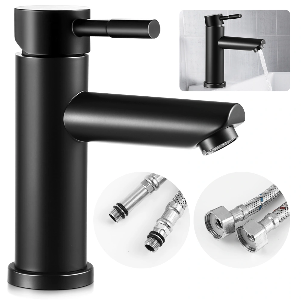 Bathroom Sink Faucet Single Hole Single Handle Faucet Modern Style Deck Mount Faucet with Interface Hoses