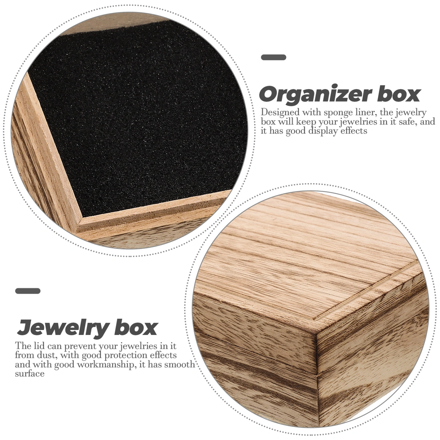 Jewelry Box Wooden Trinket Box Sundries Storage Case Wood Jewelry Organizer