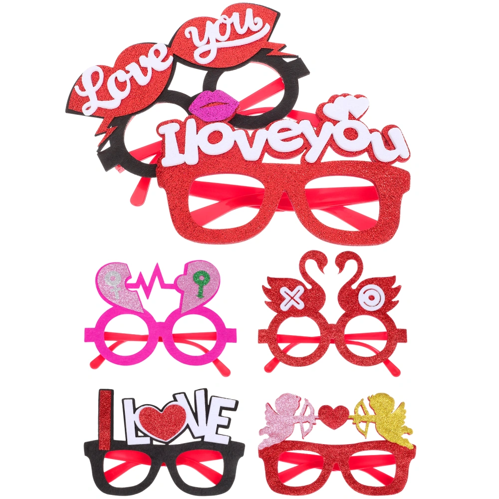 6 Pcs Valentines Day Funny Eyeglasses Party Favors Novelty Eyeglasses Photo Props Valentines Decoration Costume Party Frame Glasses