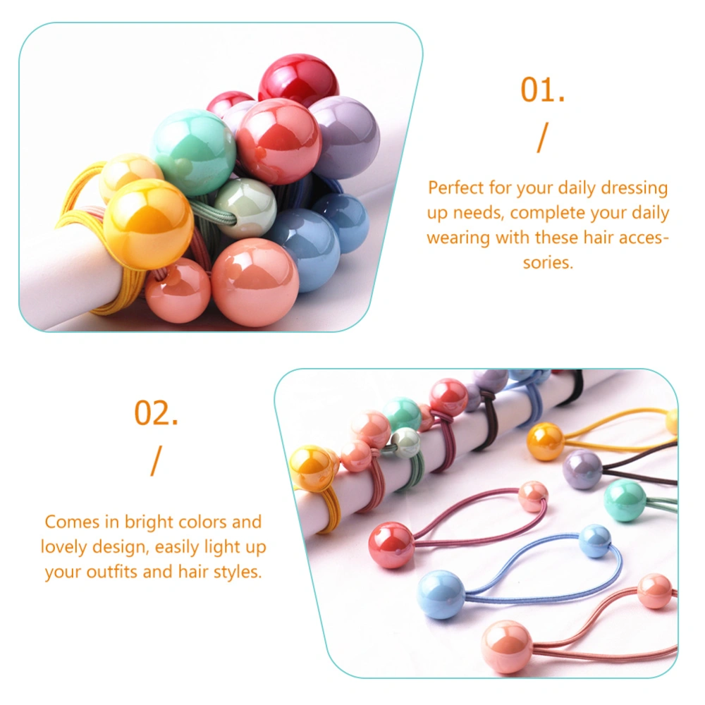 7 Pairs Double Balls Elastic Ponytail Holders Kids Hair Ties with Balls Hair Bands