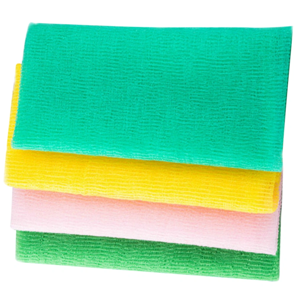 4pcs Household Exfoliating Bath Cloth Skin-friendly Nylon Shower Washcloth Body Scrubber