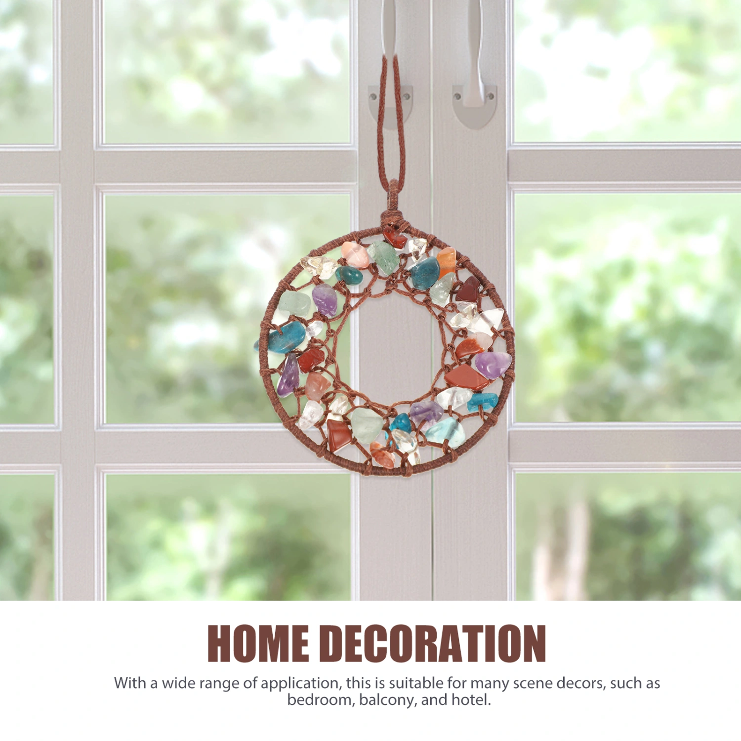 DIY Crystal Stone Hanging Dreamcatcher Ornament Handmade Dream Catcher Window Car Wall Decor