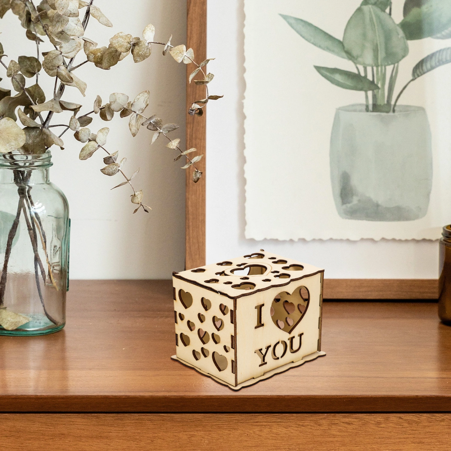 Valentines Decoration DIY Assemble Wood Adornment Hollow Projection Decoration