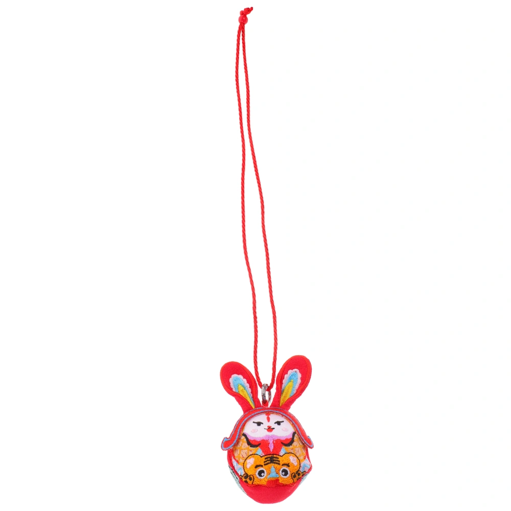 Hanging Stuffed Rabbit Mascot Toy Lovely Zodiac Bunny Doll New Year Hanging Ornament