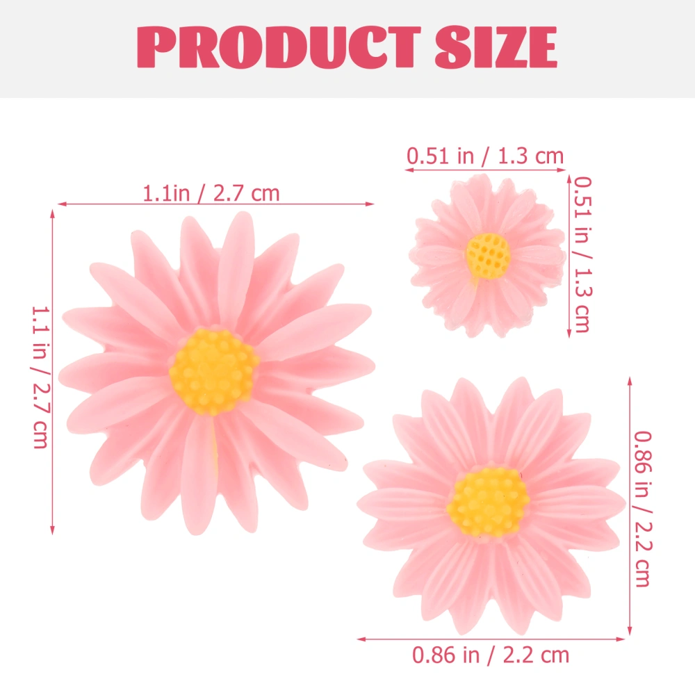 60pcs Flower Hair Band DIY Charms Phone Case Decor Handicraft Cartoon Daisy Design Decors