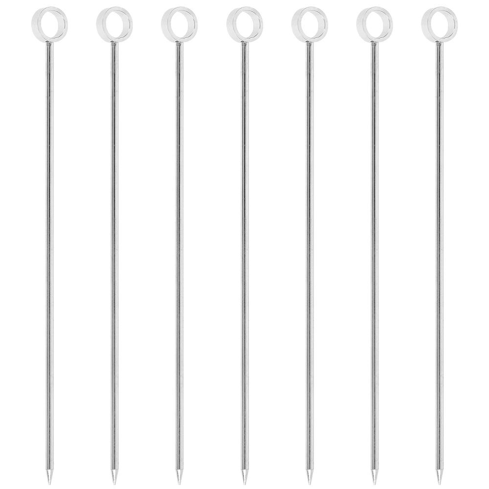 7Pcs Stainless Steel Fruits Sticks Portable Dessert Picks Metal Cocktail Picks Cocktail Stirrer