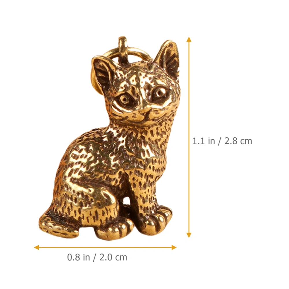 4pcs Brass Crafts Cat Hanging Decors Antique Cat Charms Keychain DIY Decors