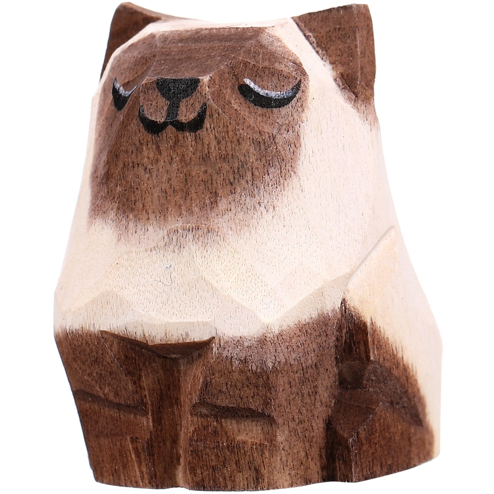 Chic Wooden Cat Ornament Small Festival Party Gift Home Desktop Decoration