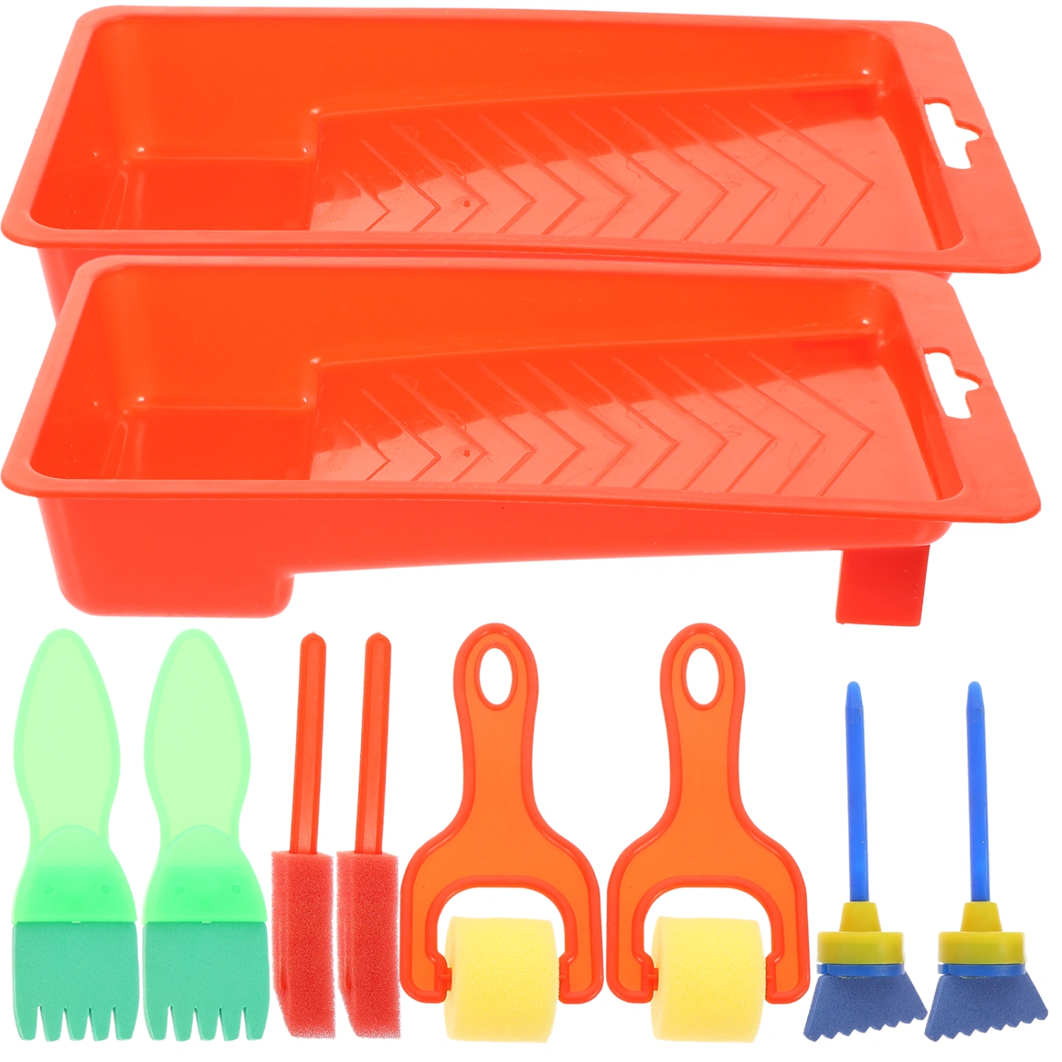 2 Sets Children Painting Brushes Sponge Roller Brushes Kids Painting Tools Sponge Brushes with Tray