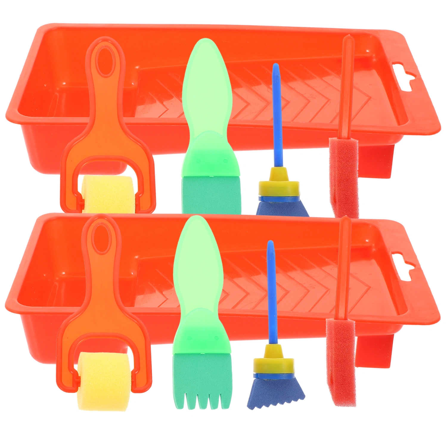 2 Sets Children Painting Brushes Sponge Roller Brushes Kids Painting Tools Sponge Brushes with Tray