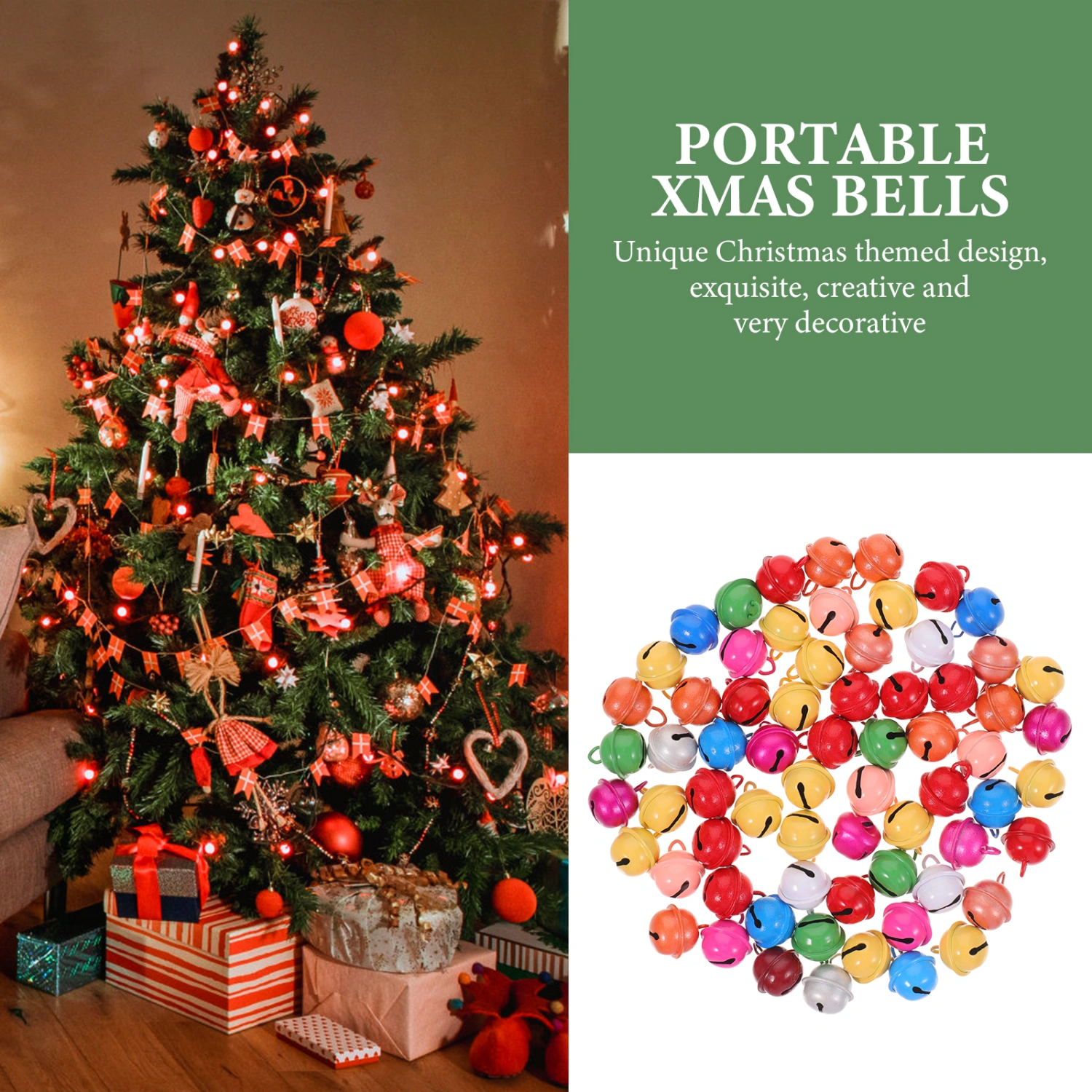 100pcs Metal Round Bells Craft Bells Small Bells Colored Christmas Bells for DIY