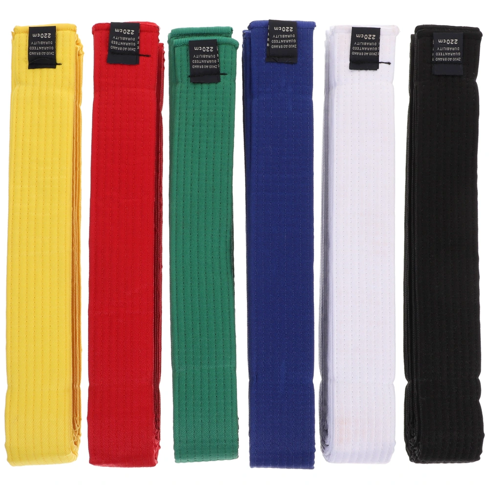 6pcs Karate Belts Multicolor Cotton Taekwondo Belts Professional Martial Arts Belts