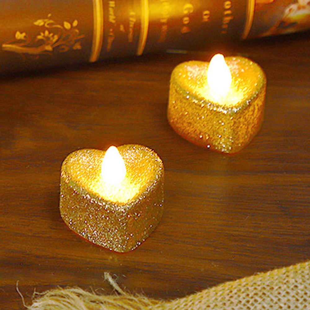 24pcs Heart Shaped Flameless Candle Lights Romantic Electric Candle Lamps