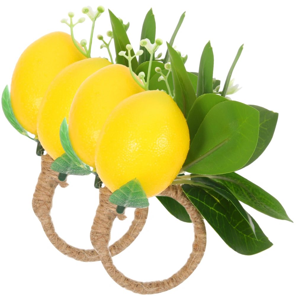 4pcs Artificial Lemon Napkin Rings Lemon Napkin Rings Holder Party Napkin Holders