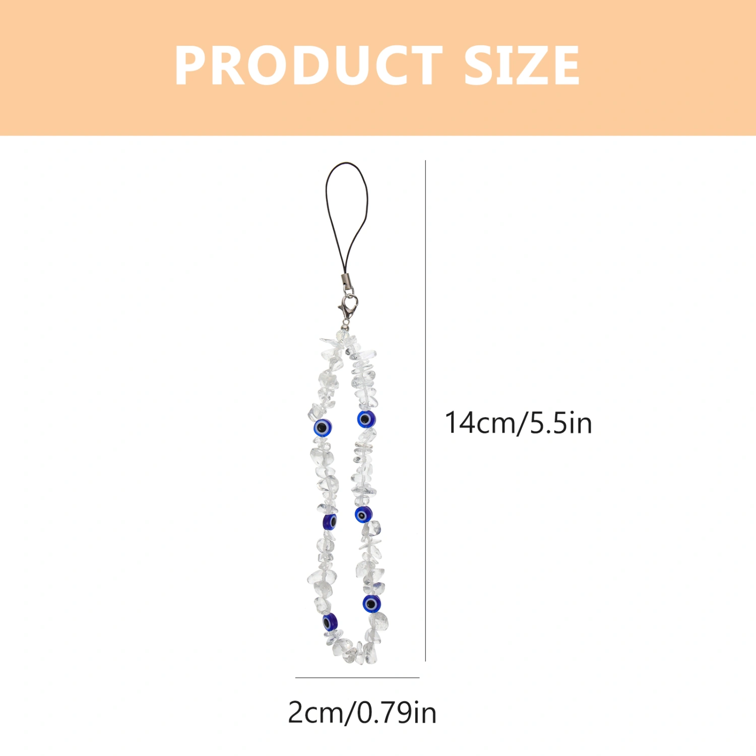 Phone Lanyard Wrist Strap Beaded Phone Charm Crystal Stone Cell Phone Wrist Strap