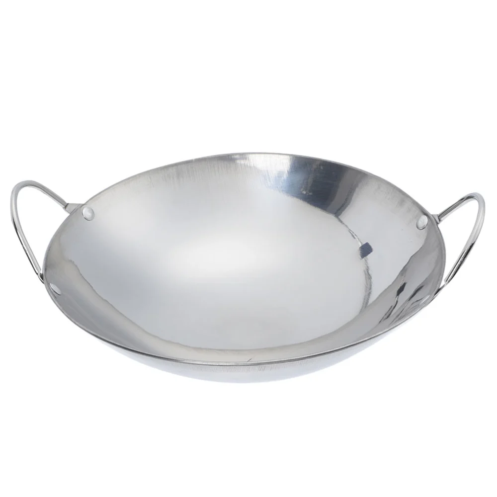 Household Cooking Pot Double Handle Pan Stainless Steel Round Pan Stainless Steel Pan for Kitchen