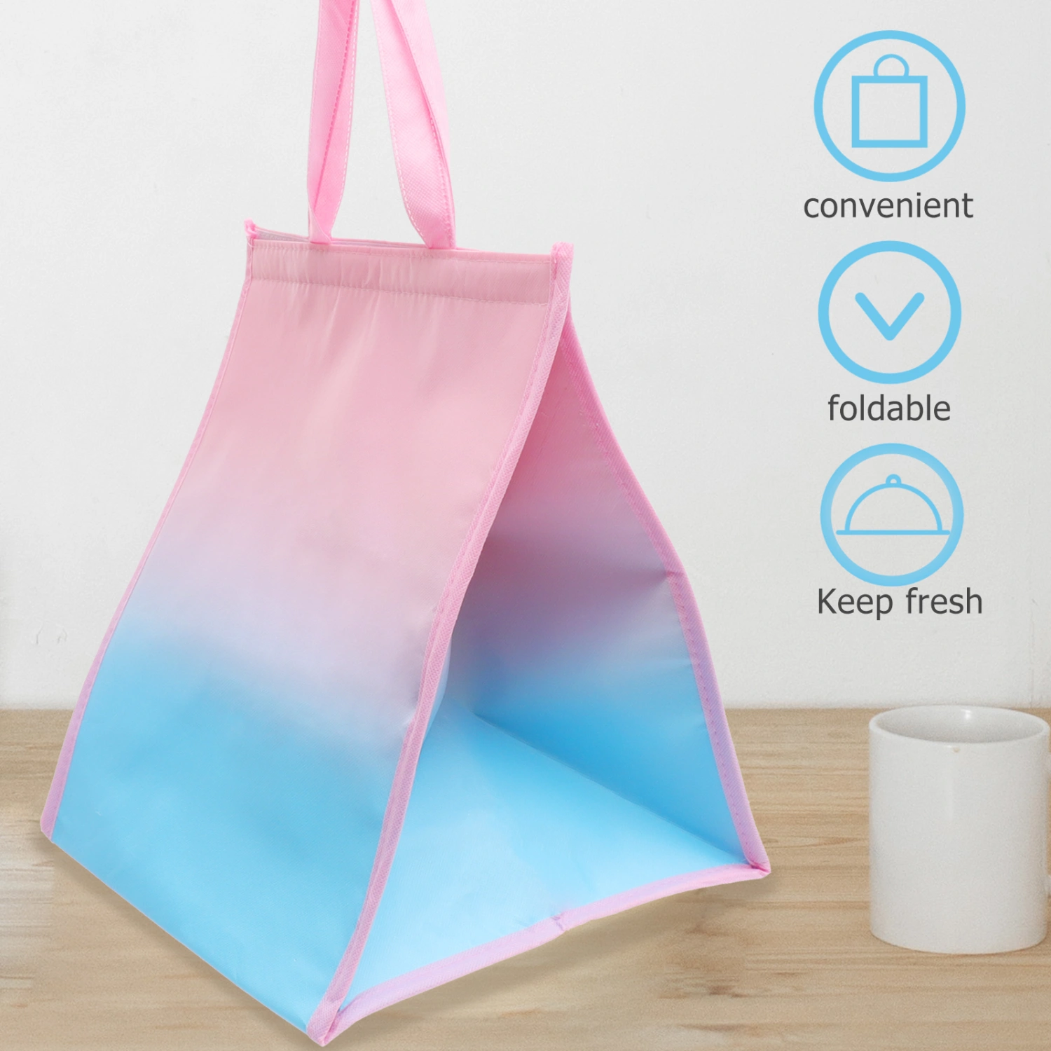 Portable Handle Food Bag Decorative Thermal Food Bag Insulated Delivery Pouch