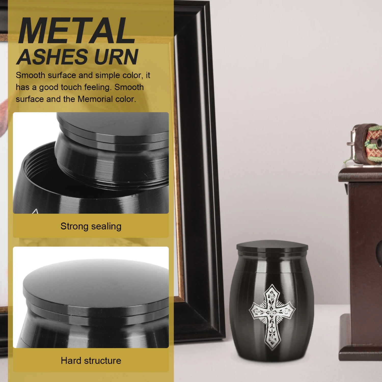 Small Ashes Urn Cremation Ashes  Urn Stainless Steel Cross Pattern Memorial Ashes Holder