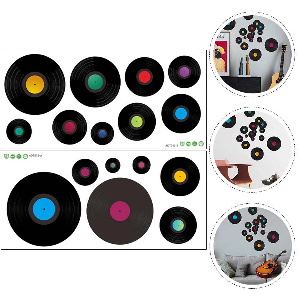 2 Sheets of Vinyl Record Wall Sticker Music Studio Wall Vinyl Record Decal Retro Record Wall Art Sticker