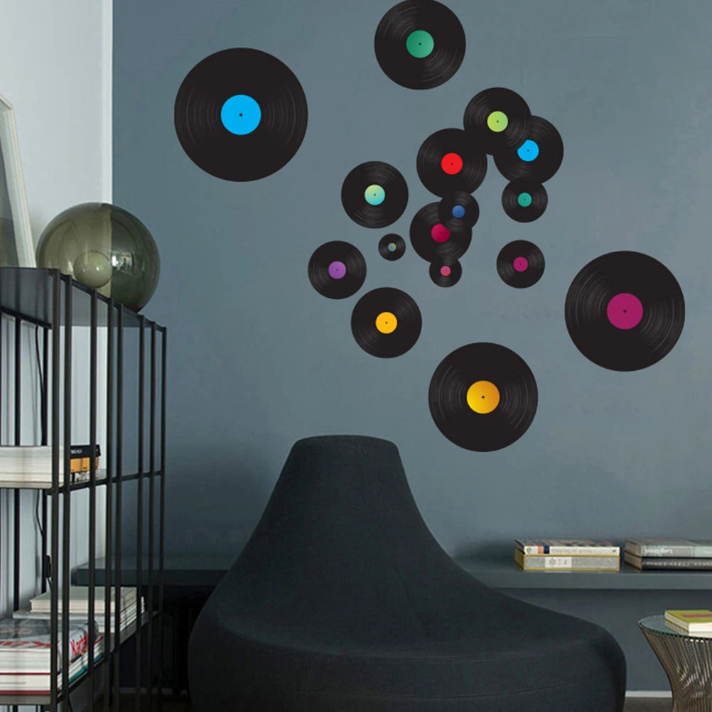 2 Sheets of Vinyl Record Wall Sticker Music Studio Wall Vinyl Record Decal Retro Record Wall Art Sticker