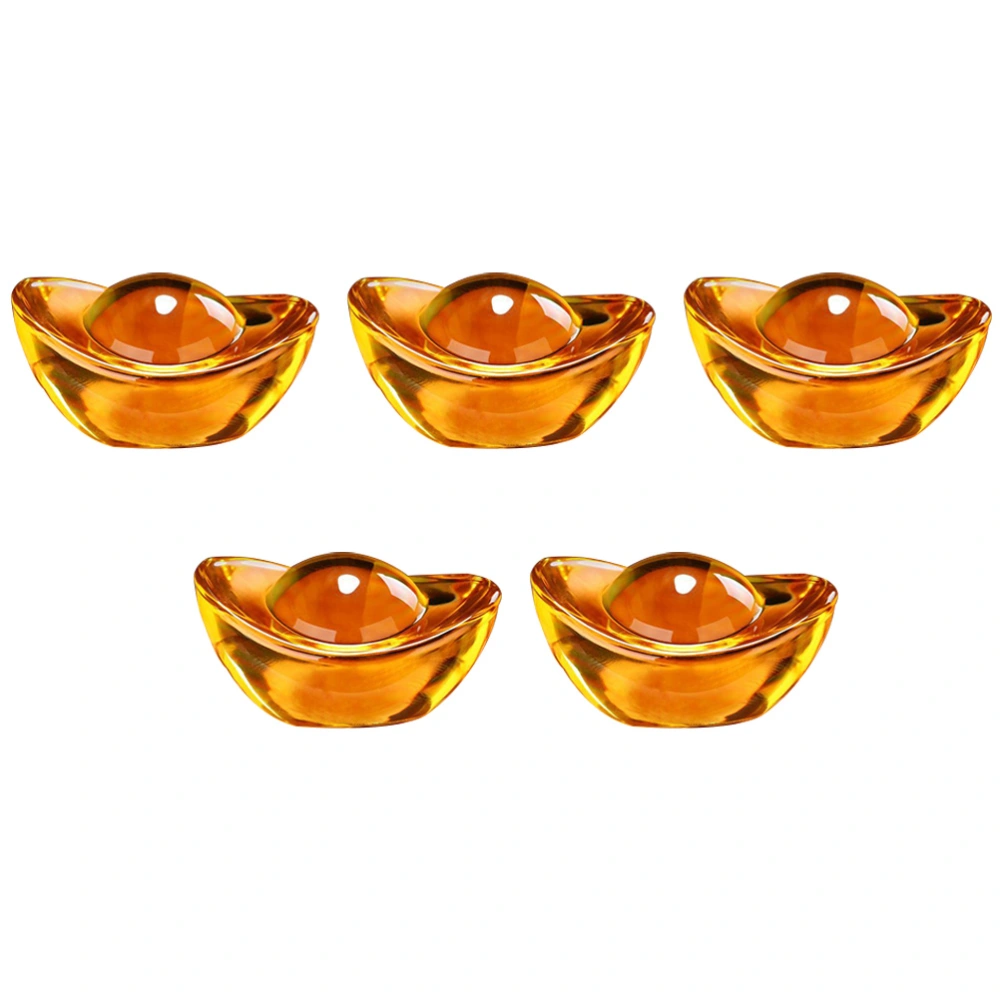 5pcs Citrine Ingot Statue Desktop Decorative Citrine Ingot Decoration For Home Office