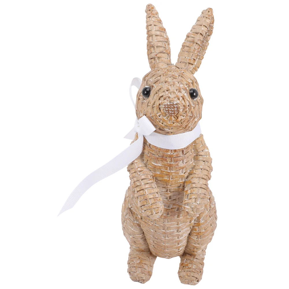 Cartoon Woven Bunny Garden Bunny Figurine Garden Woven Bunny Ornament for Party Decor