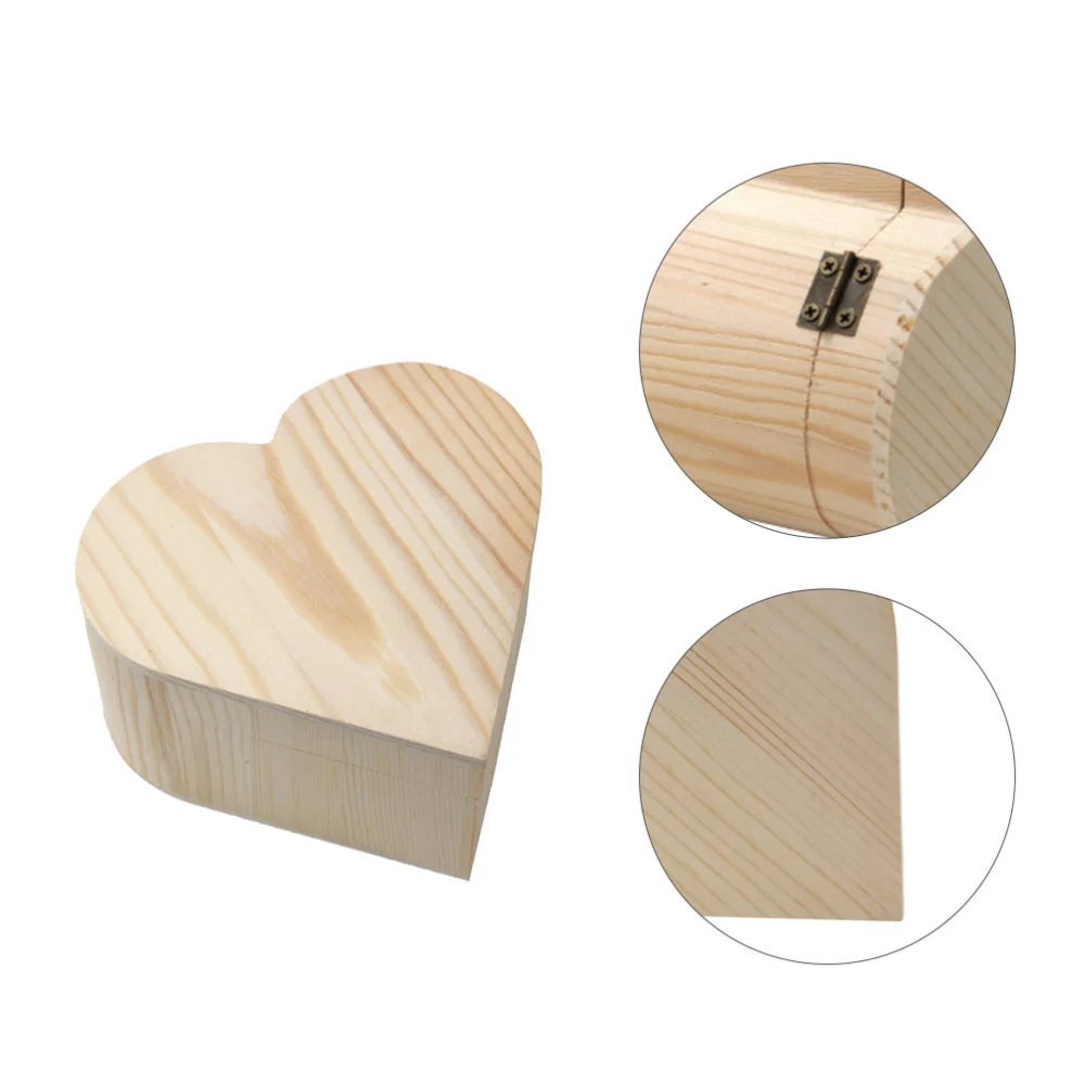 Heart Shape Wood Box Unfinished Wood Storage Box Blank Natural Wood Box