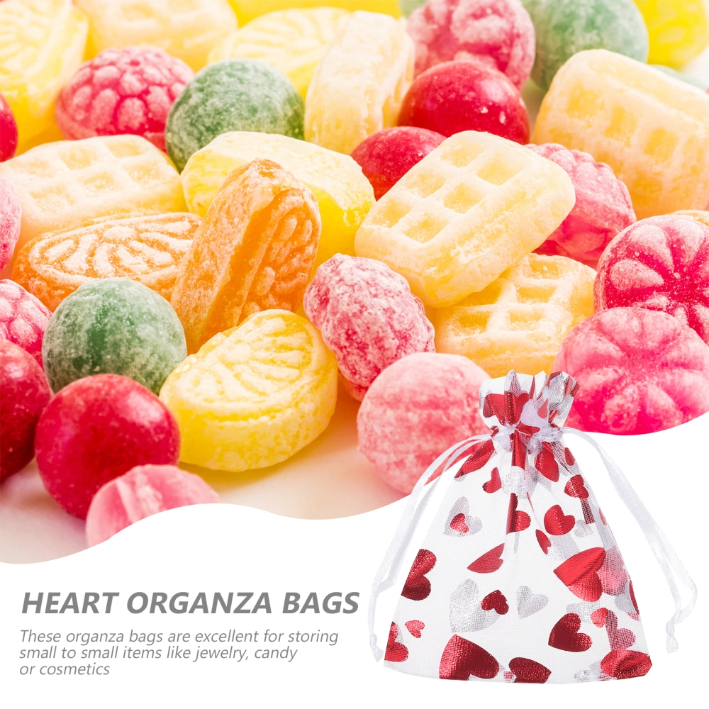 100pcs Heart Organza Bags Candy Bags Jewelry Bags Drawstring Small Gift Bags Heart Favor Bags