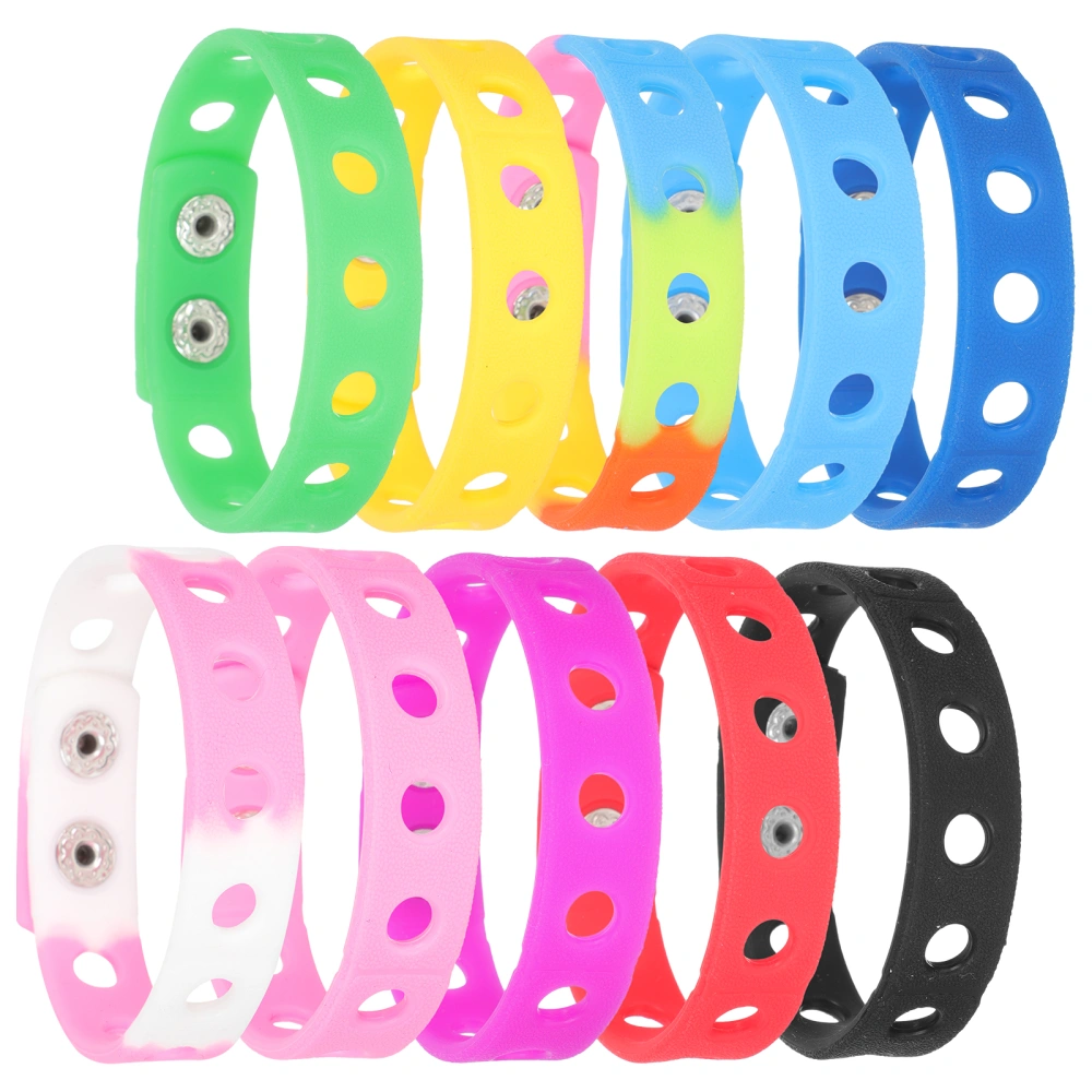 10Pcs Adjustable Silicone Bracelets Wristband DIY Decorative Accessories for Kids Adults