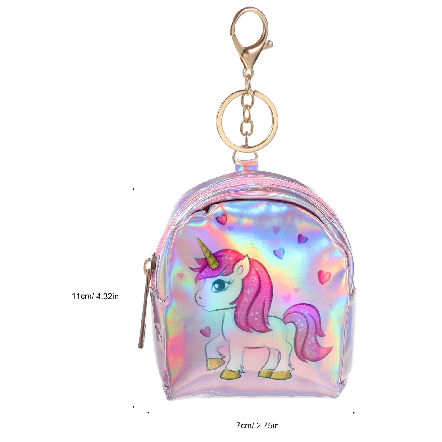 2 Pcs Mini Coin Purses Unicorn Wallet Zipper Coin Pouches Bright Surface Purses Small Wallets with Keychain