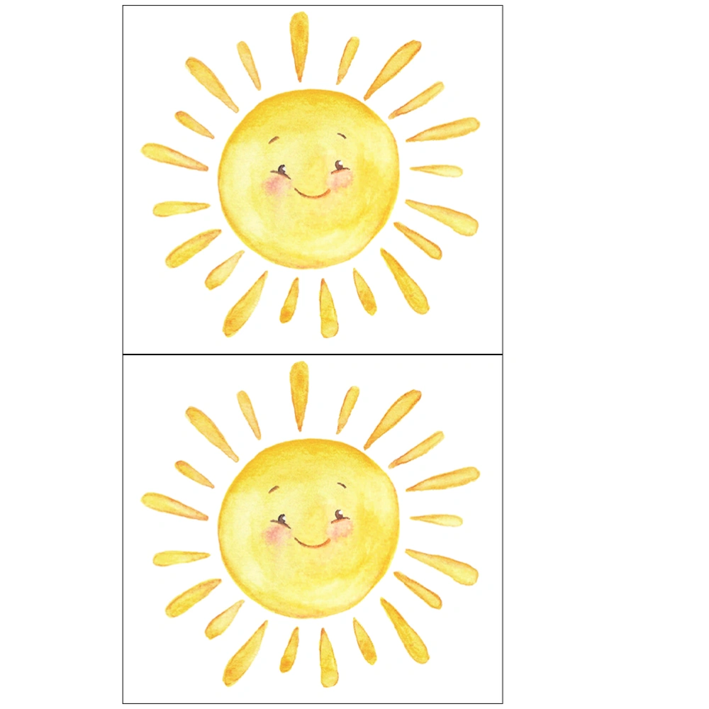 2Pcs Cartoon Sun Wall Decals Peel and Stick Wall Art Sticker for Kids Rooms