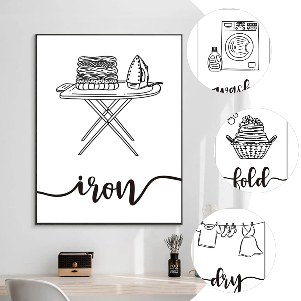 5pcs Laundry Room Art Wall Decor Modern Minimalist Laundry Wall Art for Laundry Room