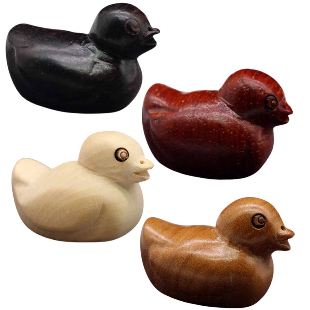 4pcs Wooden Duck Figurines Mini Animal Charms Craft Making Charms Hanging Ornaments