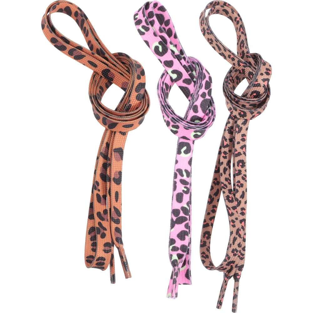 3 Pairs Leopard Shoe Laces Flat Shoelaces Shoe Strings Sneakers Shoe Laces