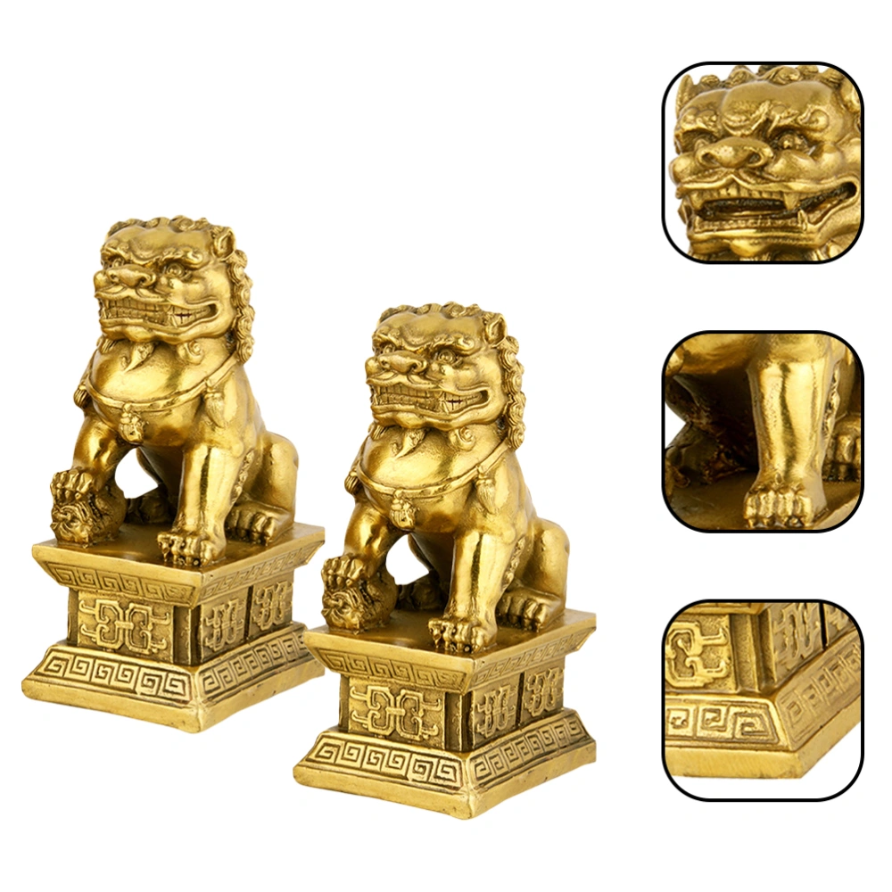 2pcs Lion Figurines Resin Animals Ornaments Desktop Wild Animals Decor Lion Statues