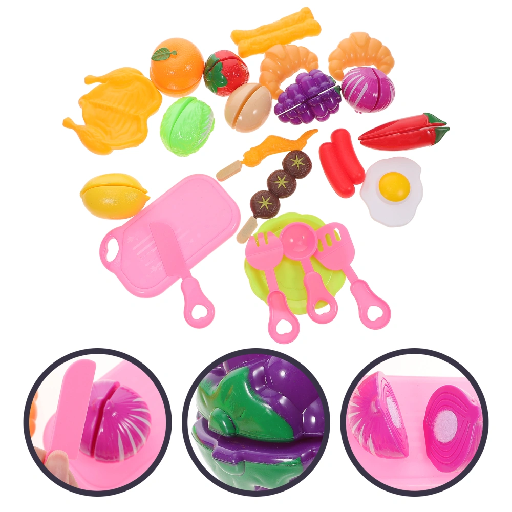 23Pcs Kids Kitchen Toys Food Cutting Toys Fake Fruits Vegetables Cutting Play Foods Set