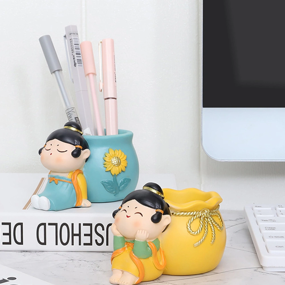 Character Design Pen Holder Vintage Desktop Decor Home Pen Storage Holder