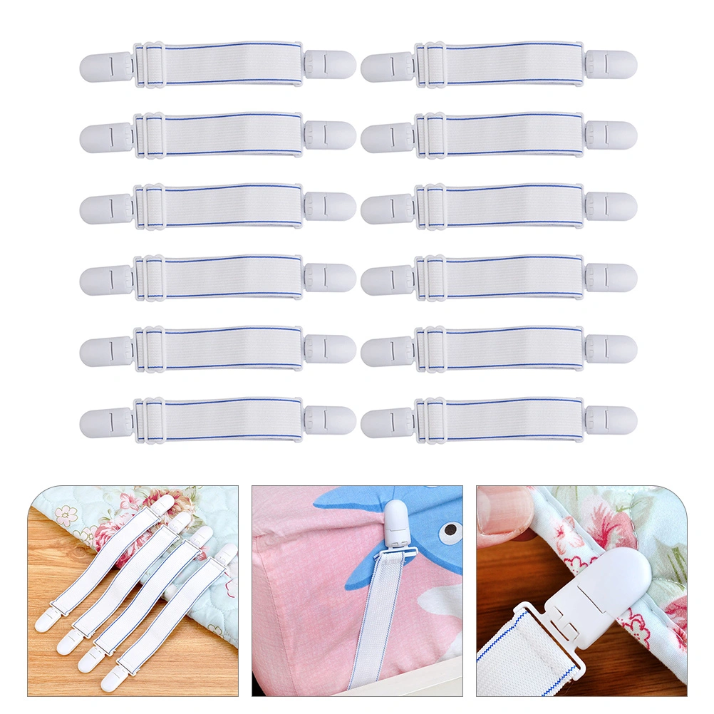 12pcs Bed Sheet Straps Fitted Sheet Clips Straps Bed Sheet Fasteners Clips