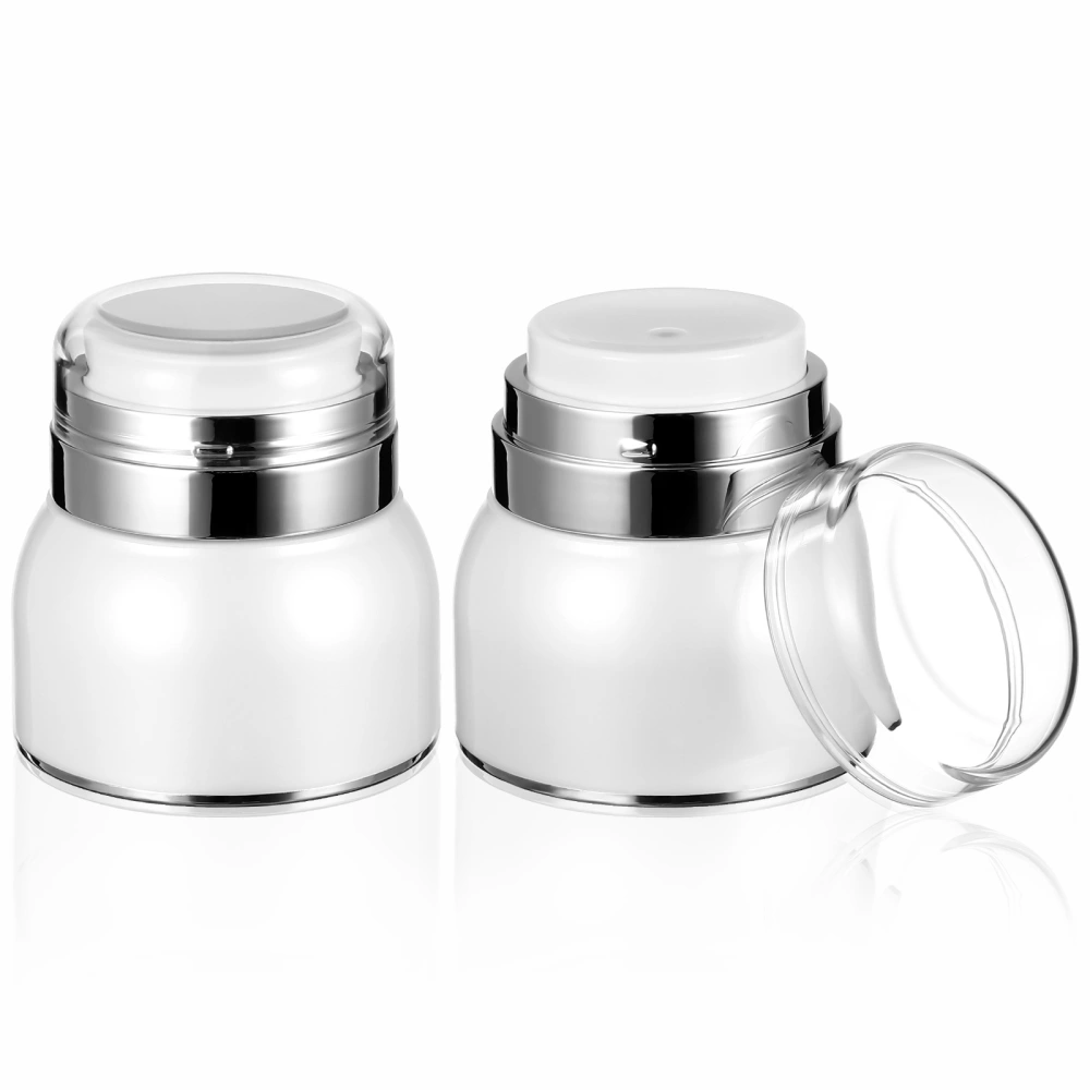 2 Pcs Airless Pump Jars Portable Vacuum Pump Press Bottles Empty Refillable Travel Cosmetic Jars