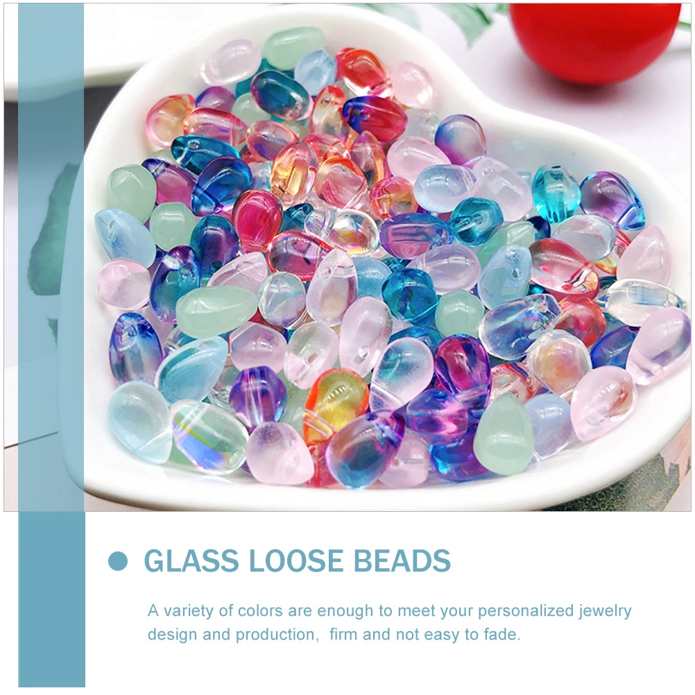 100PCS Glass Beads DIY Water Drop Loose Beads Spacer Beads Jewelry Making Charms