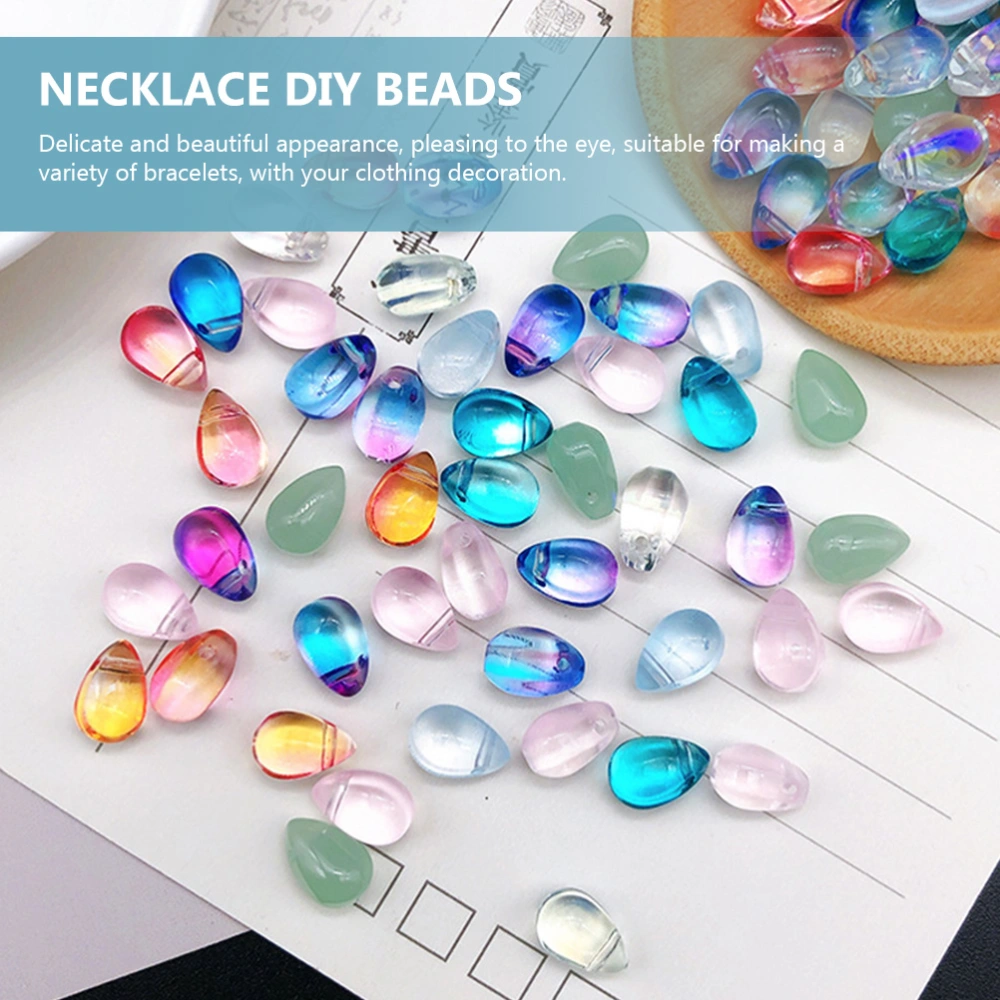 100PCS Glass Beads DIY Water Drop Loose Beads Spacer Beads Jewelry Making Charms