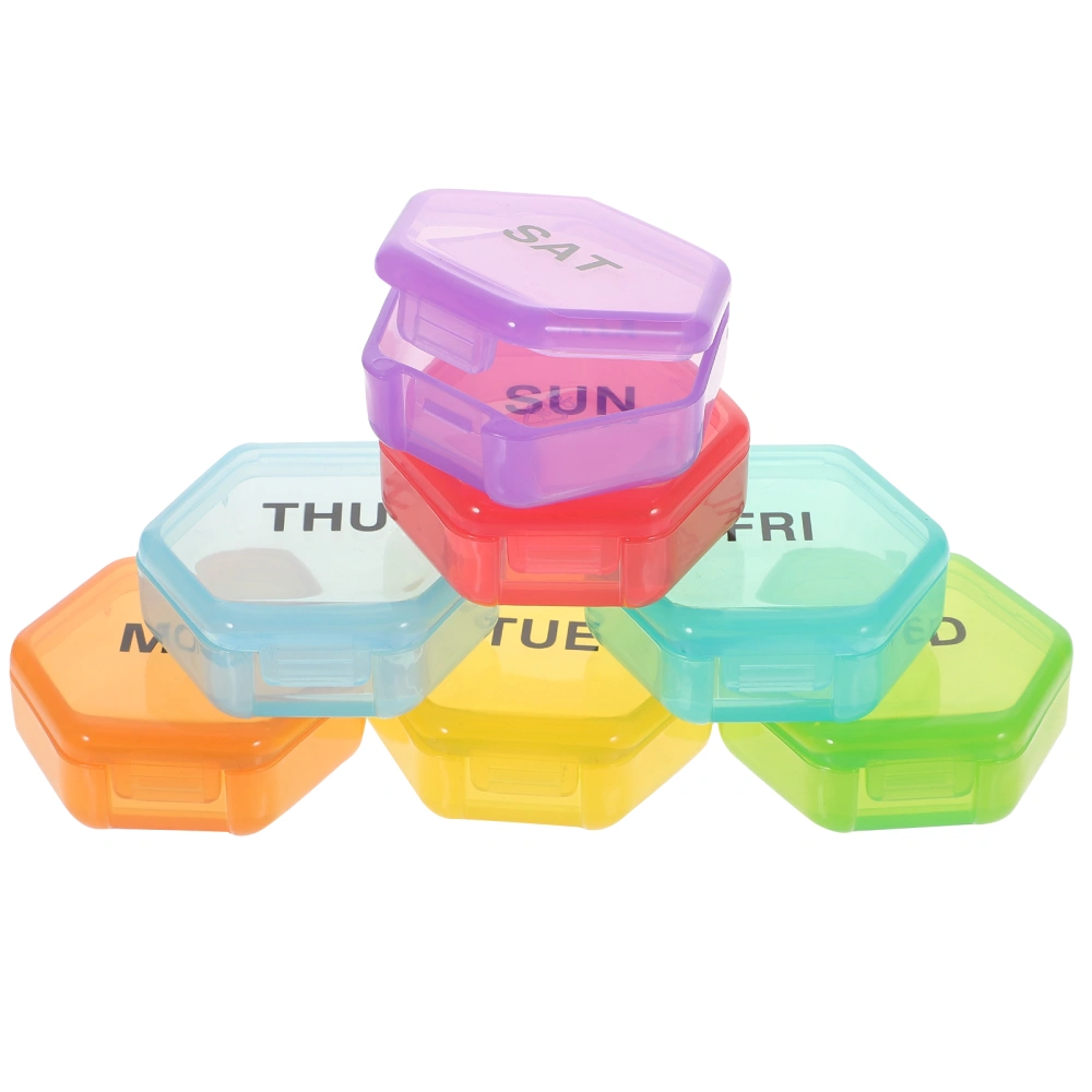 1 Set of Airtight Pills Case 7 Compartments Pills Box Portable Pills Organizer Medicine Storage Box