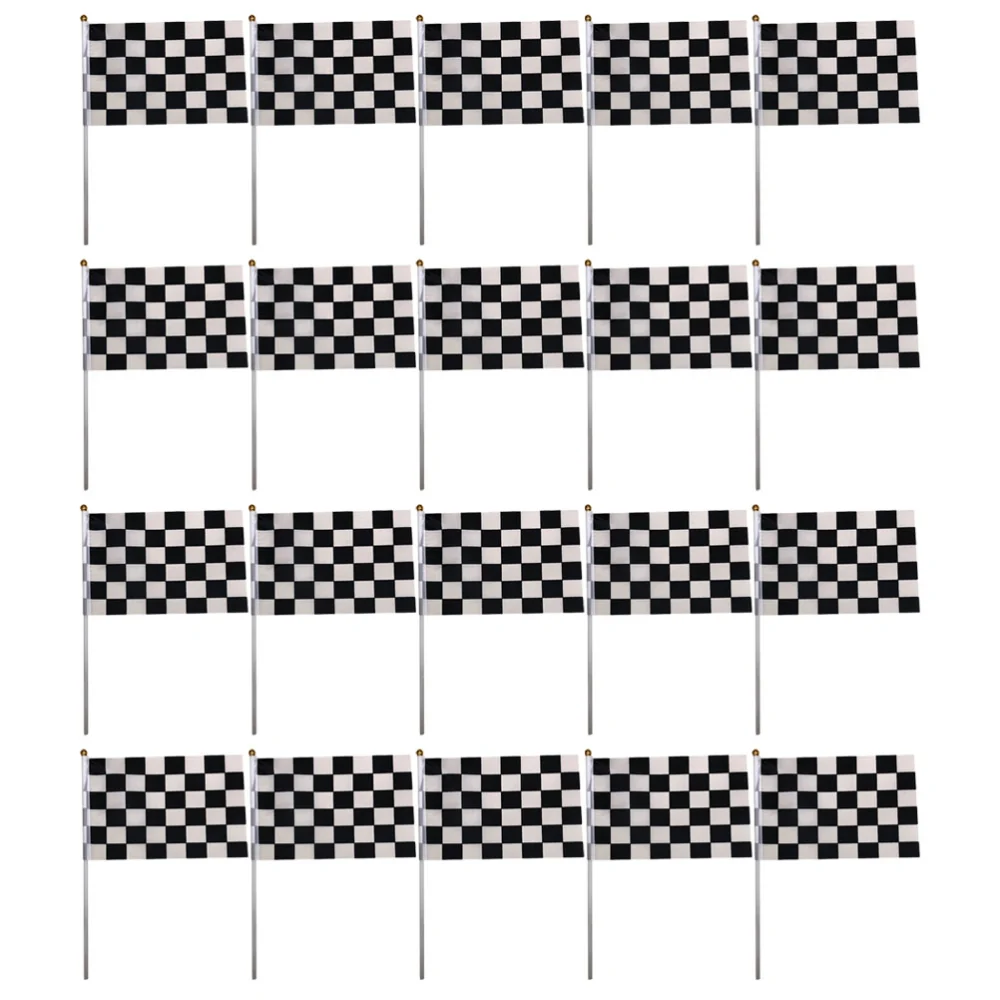 25pcs Checkered Flag Race Flag On A Stick Small Race Car Birthday Decoration