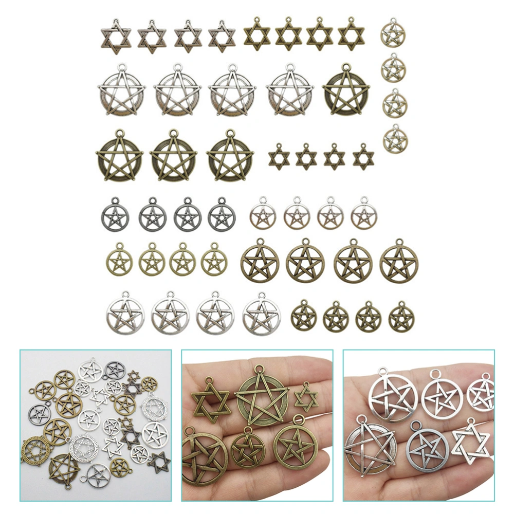 48pcs Unique Pentacle Pendant Material Jewelry Making Accessory Vintage Style Pentacle Charm for DIY Assorted Style